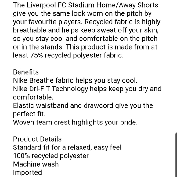 NWT Youth Nike Liverpool Home Shorts - Picture 5 of 6